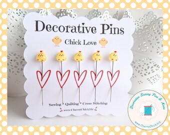 Baby Chick Sewing Pins - Decorative Sewing Pins - Chick Counting Pins - Handmade Pins - Gifts for Cross Stitchers - Retreat Giftss