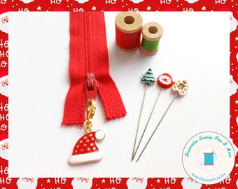 Santa Hat Zipper Pull - Santa hat zipper charm - Santa Claus Hat Planner Charms - Santa Claus Hat Pull - Santa Hat bag charms