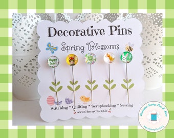 Happy Easter Sewing Pins - Decorative Sewing Pins - Easter Pins - Handmade Pins - Bunny Sewing Pins - Easter Egg Sewing Pins