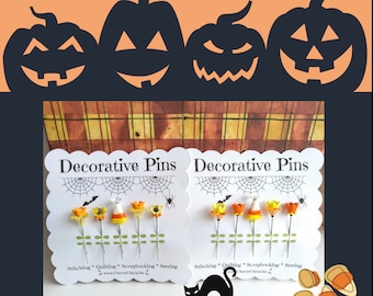 Decorative Halloween Pins - Candy Corn Pins - Decorative Sewing Pins - Quilting Pins - Autumn Pins - Gift for Quilters - Fall Pins