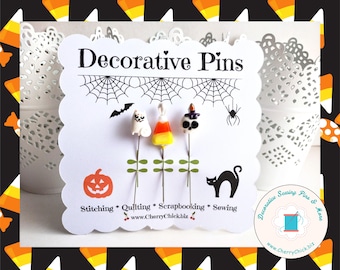 Decorative Halloween Pins - Candy Corn Pins - Decorative Sewing Pins - Quilting Pins - Autumn Pins - Gift for Quilters - Fall Pins