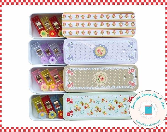 Featured listing image: Quilting Clips - Sewing Clips - Fabric Clips - Sewing gifts - Binding Clips - Clips in Tins - Gift for Quilters - Quilt Retreat Gift