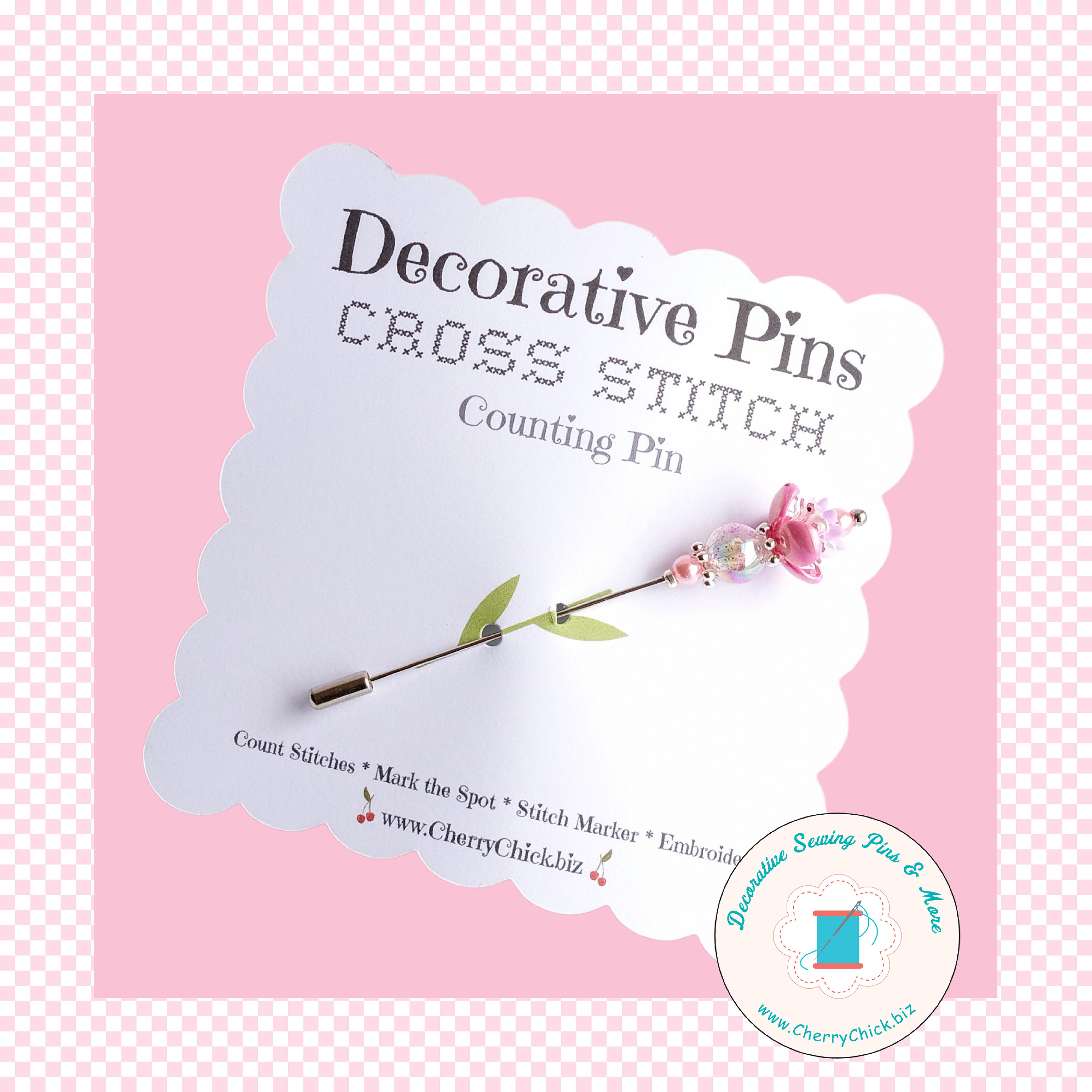 Counting Pin Crossstitch Pin Flower Pin Gift for Cross Stitchers