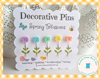 Flower Decorative Sewing Pins - Counting Pins - Flower Pins - Pin Toppers - Gifts for Quilters - Quilt Retreat Gifts - Floral Sewing Pins