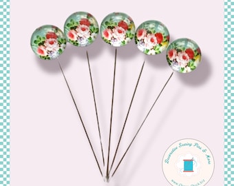 Victorian Floral Sewing Pins - Decorative Sewing Pins - Flower Sewing Pins - Handmade Pins - Victorian Pins - Floral Pins