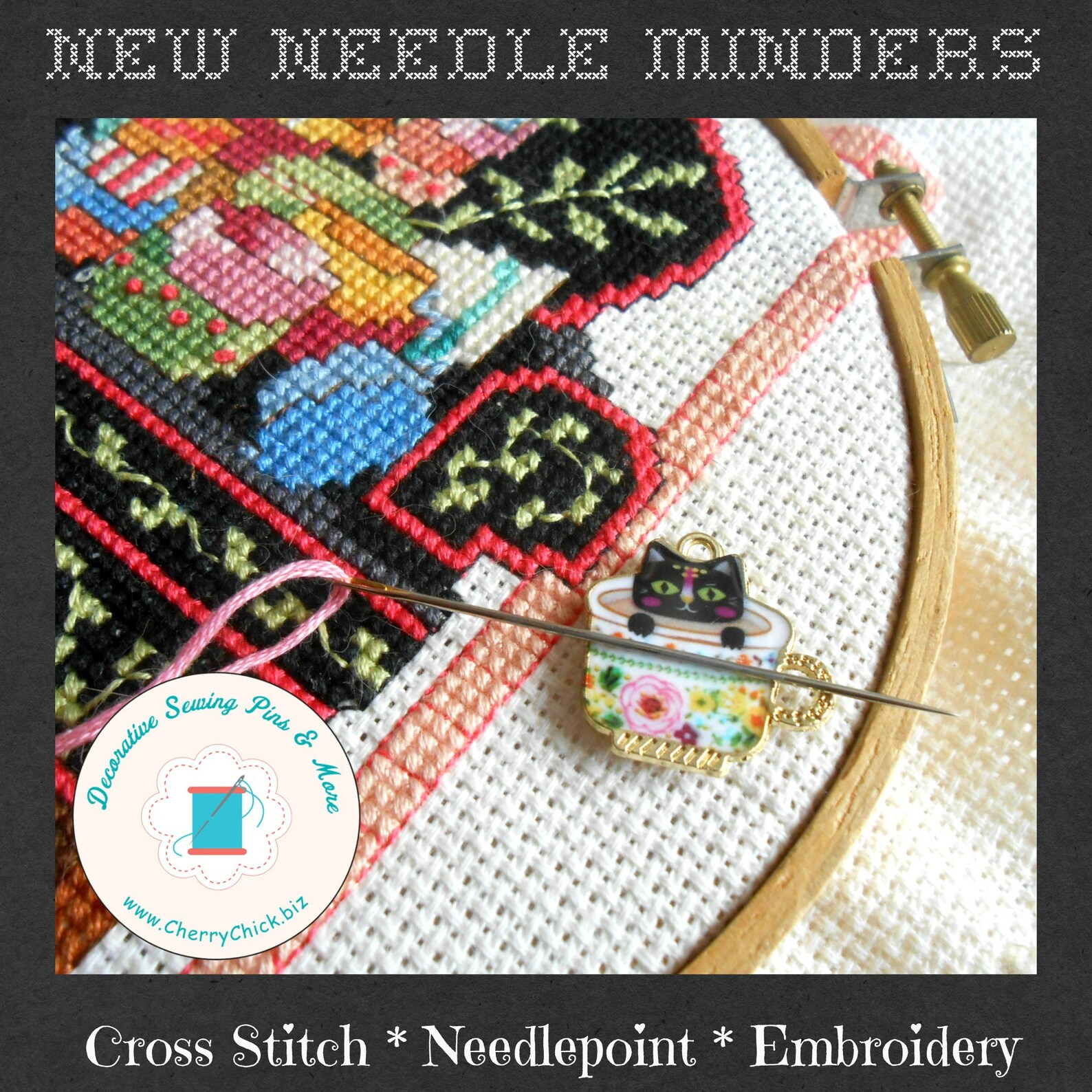thumbnail image 2 of Kitten (2 Pieces) Needle Minder Magnetic Needle Keeper For Cross Stitch Embroidery Sewing Needle And Pin Holders 2 of 11