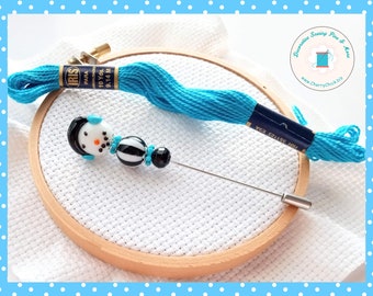 Snowman Counting Pin - Christmas Counting Pin - Gift for Cross Stitchers - Marking Pin - Stitch counter - Christmas Stick Pin