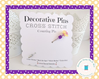 Counting Pin - Floral Counting Pin - Gift for Cross Stitchers - Decorative Pin - Marking Pin - Stitch counter - Stick Pin