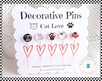 Cat Sewing Pins - Decorative Sewing Pins - Cat Mom Pins - Handmade Pins - Cats Sewing Pins - Cats - Gifts for Quilters - Quilt Retreat Gifts