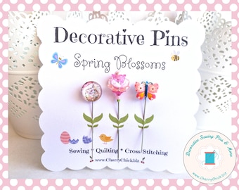 Spring Sewing Pin - Easter Sewing Pins - Decorative Sewing Pins - Butterfly Pin - Rabbit Sewing Pin - Bunny Sewing Pin - Easter Counting Pin
