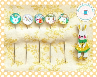 Happy Easter Sewing Pins - Decorative Sewing Pins - Easter Pins - Handmade Pins - Bunny Sewing Pins - Easter Egg Sewing Pins