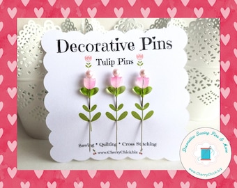 Decorative Sewing Pins - PinkTulip Sewing Pin - Gift for Quilter - Sewing Pins - Fancy Pins - Quilting Pins - Pincushion Pin - Counting Pin
