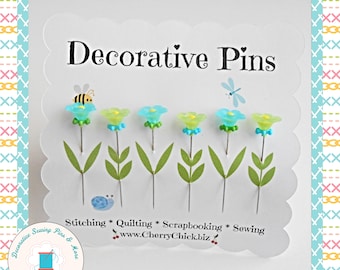 Cute sewing Pins - Gifts for Quilter - Decorative Pins - Pretty Pins - Fancy Pins - Scrapbooking Pins - Quilting Pins -  Pincushion Pins