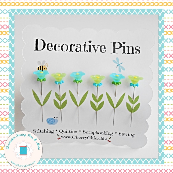 Cute sewing Pins - Gifts for Quilter - Decorative Pins - Pretty Pins - Fancy Pins - Scrapbooking Pins - Quilting Pins -  Pincushion Pins