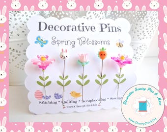 Easter Sewing Pins - Decorative Sewing Pins - Easter Pins - Spring Sewing Pins - Rabbit Sewing Pin - Bunny Sewing Pins - Easter Counting Pin