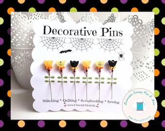 Decorative Halloween Pins - Halloween Sewing Pins - Decorative Sewing Pins - Quilting Pins - Autumn Pins - Gift for Quilters - Fall Pins