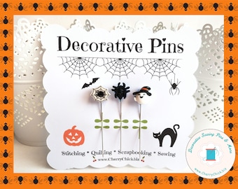 Decorative Halloween Pins - Spider Pin - Decorative Sewing Pins - Ghost Pin - Autumn Pins - Spider web sewing pin - Fall Pins - Counting Pin
