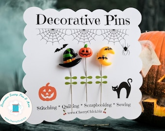 Decorative Halloween Pins - Witch Hat Sewing Pin - Fall Sewing Pin - Pumpkin sewing pin - Autumn Pin - Counting Pin - Summerween sewing pin