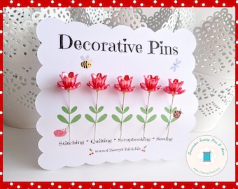 Sewing Pins - Water Lily Flower Pins - Gift for Quilters - Decorative Sewing Pins - Scrapbooking Pins - Quilting Pins -  Pincushion Pins