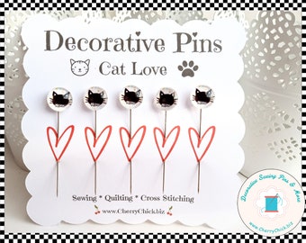 Cat Sewing Pins - Decorative Sewing Pins - Cat Mom Pins - Handmade Pins - Cats Sewing Pins - Cats - Gifts for Quilters - Quilt Retreat Gifts