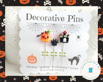 Decorative Halloween Pin - Spider Sew Pin - Fall Sewing Pin - Pumpkin Pin - Autumn Pin - Counting Pin - Haunted House sew pin - Sewing gift