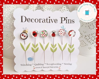 Ladybug Sewing Pins - Decorative Sewing Pins - Lady Bug Pins - Handmade Pins - Ladybug Pins - Gifts for Quilters - Ladybugs