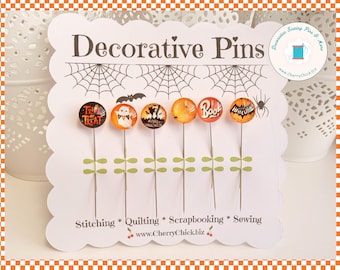 Halloween Sewing Pins - Decorative Sewing Pins - Fall Pins - Handmade Pins - Autumn Sewing Pins - Gifts for Quilters - Trick or Treat Pins