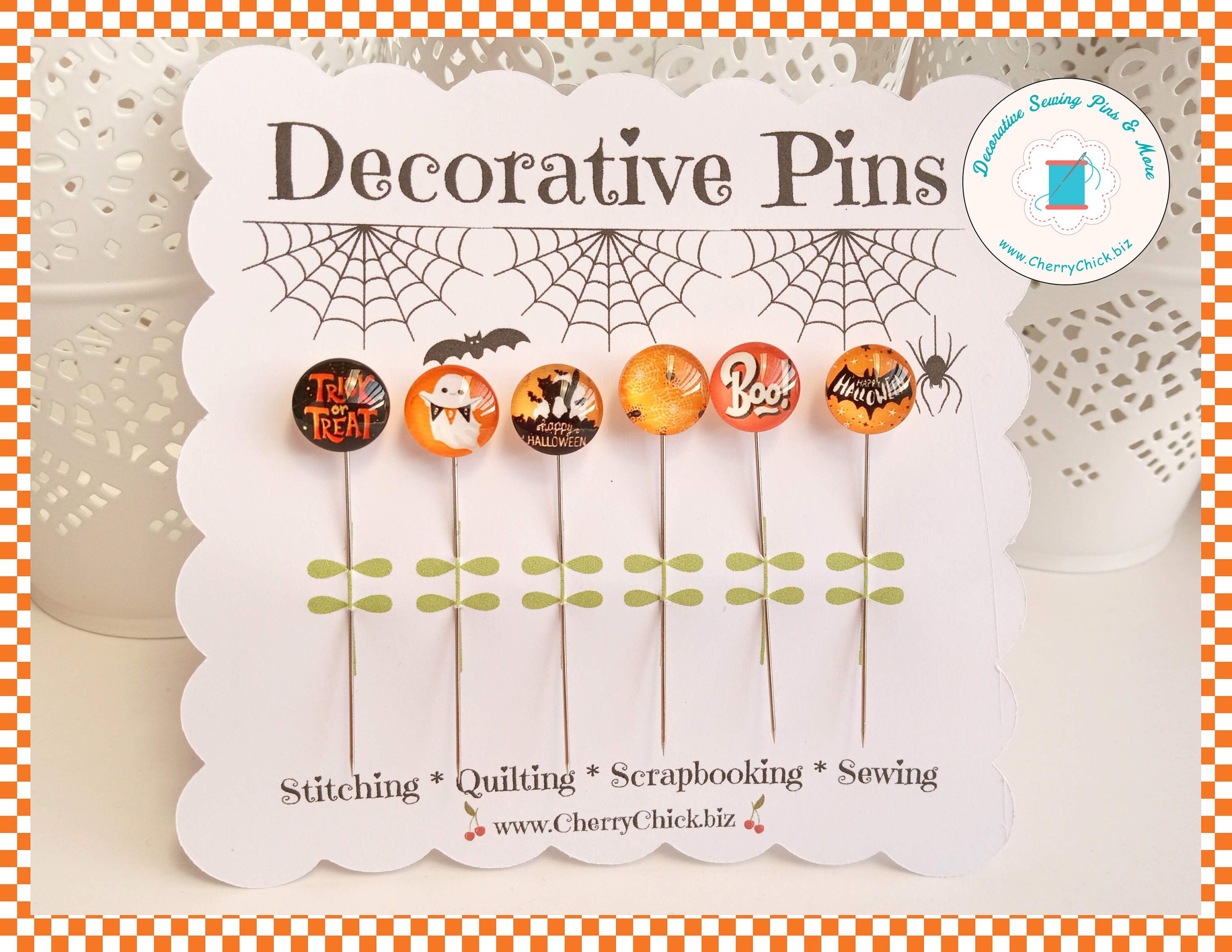 Halloween Sewing Pins Decorative Sewing Pins Fall Pins Handmade Pins Autumn  Sewing Pins Gifts for Quilters Trick or Treat Pins 