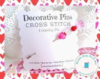 Valentine Counting Pin - Heart Counting Pin - Gift for Cross Stitchers - Decorative Pin - Marking Pin - Stitch counter - Stick Pin