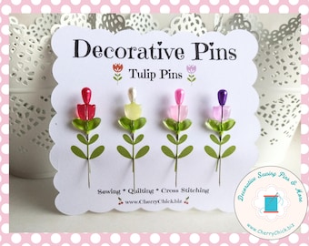 Decorative Sewing Pins - Tulip Sewing Pin - Gift for Quilter - Sewing Pins - Fancy Pins - Quilting Pins - Pincushion Pin - Counting Pin