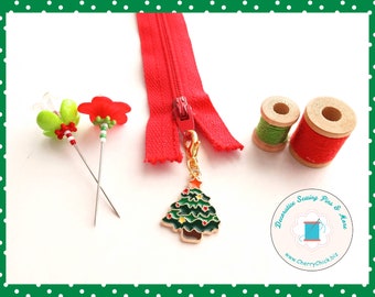 Christmas Tree Zipper Pull - Christmas zipper charm - Christmas Tree Planner Charms - Christmas Tree Pull - Christmas Tree  bag charms