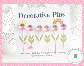 Rainbow Sewing Pins - Decorative Sewing Pins - Rainbow Pins - Handmade Pins - Rainbow Counting Pins - Rainbow Decorative Sewing Pins