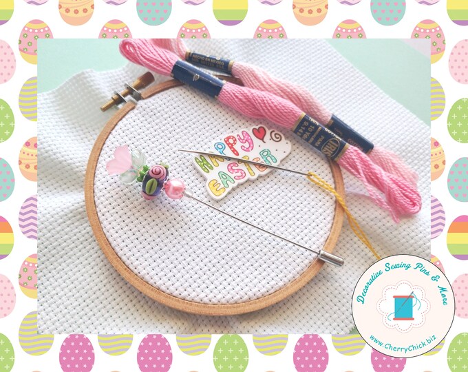 Featured listing image: Counting Pin - Flower Counting Pin - Gift for Cross Stitchers - Marking Pin - Stitch counter - Stick Pin - Pokey Pin