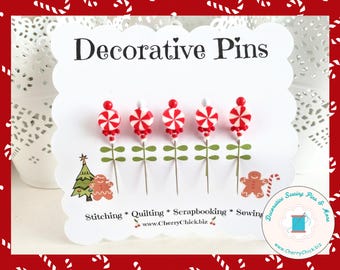 Peppermint Candy Sewing Pins - Christmas Sewing Pins - Quilting Gifts - Decorative Sewing Pins