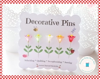 Sewing Pins - Decorative Sewing Pins - Sewing gifts - Pretty Pins - Gift for Quilters - Quilt Retreat Gifts - Handmade Pins