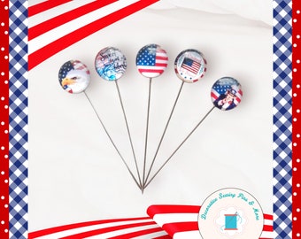 Patriotic Sewing Pins - Red, White, Blue Sewing Pins - Decorative Sewing Pin - Counting Pin - Gift for Quilters - Sewing Gifts - Flag Pins