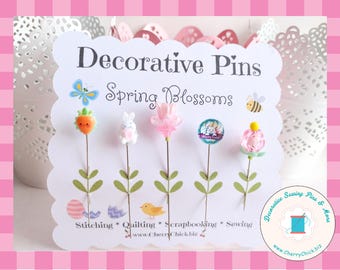 Easter Sewing Pins - Decorative Sewing Pins - Easter Pins - Spring Sewing Pins - Rabbit Sewing Pin - Bunny Sewing Pins - Easter Counting Pin