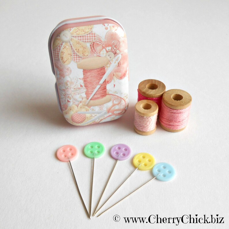 Button Sewing Pins Pins in Tins Decorative Sewing Pins Etsy