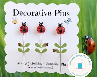 Ladybug Sewing Pins - Decorative Sewing Pins - Sewing Gift - Quilt Retreat Gift