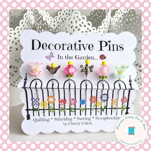 Decorative Sewing Pins - Sewing Pins - Quilting Pins - Flower Pins - Sewing gifts - Quilter gifts - Bulletin Board Pin - Push Pin