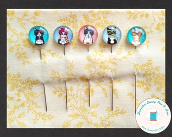 Cat Sewing Pins - Decorative Sewing Pins - Cats with cups - Handmade Pins - Cats Sewing Pins - Cats - Gifts for Quilter - Quilt Retreat Gift