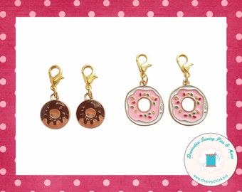 Donut zipper charm pair - Donut zipper pull - Donut Planner Charms - Donut Bag Charms - Gifts for quilter - Cross Stitch Retreat Gifts