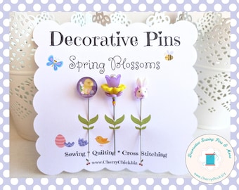 Spring Sewing Pin - Easter Sewing Pin - Decorative Sewing Pin - Happy Easter Pin - Chick Sewing Pin - Bunny Sewing Pin - Counting Pin