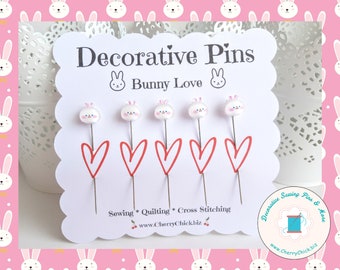 Bunny Sewing Pins - Decorative Sewing Pins - Bunny Counting Pins - Rabbit Sewing Pins - Gifts for Cross Stitchers - Rabbit Pins