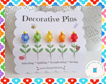 Sewing Pins - Gift for Quilters - Decorative Pins - Pretty Pins - Fancy Pins - Scrapbooking Pins - Quilting Pins -  Pincushion Pins