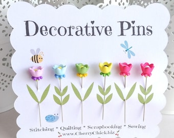 Sewing Pins - Gift for Quilters - Decorative Pins - Pretty Pins - Fancy Pins - Scrapbooking Pins - Quilting Pins -  Pincushion Pins