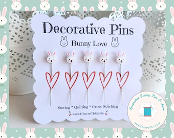 Bunny Sewing Pins - Decorative Sewing Pins - Bunny Counting Pins - Rabbit Sewing Pins - Gifts for Cross Stitchers - Rabbit Pins