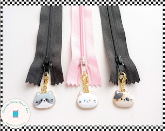 Cat zipper charm pair - Kitten zipper pull pair - Kitty zipper pull - Cat Planner Charm - Cat charm - Kitty planner charm - Bag Charms