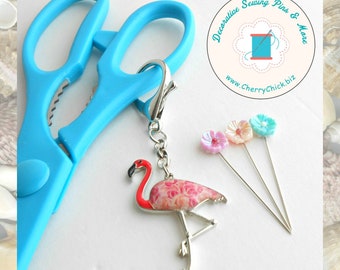 Flamingo Scissors Fob - Large Scissors Fob - Gift for Quilter - Purse Charm - Zipper Pull - Quilt Retreat Gifts - Sewing Retreat Gifts