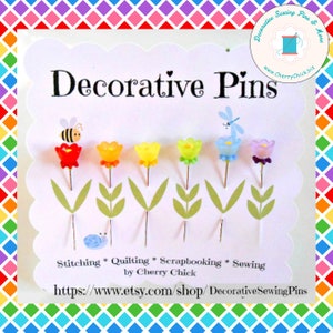 Decorative Sewing Pins - Sewing Pins - Sewing Gift - Rainbow Sewing Pins - Flower Sewing Pins - Gift for Quilters